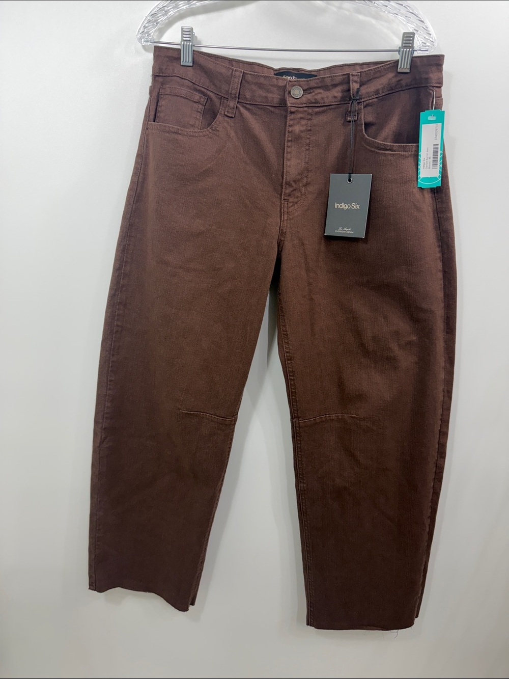 Indigo Six Darted Barrel Leg Jeans brown size 30/10. NWT